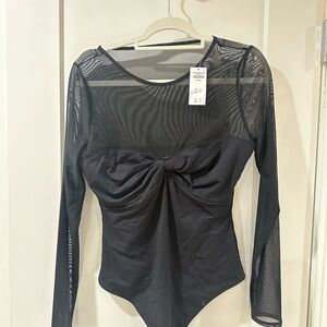 NWT Abercrombie Black Mesh Long Sleeve Bodysuit